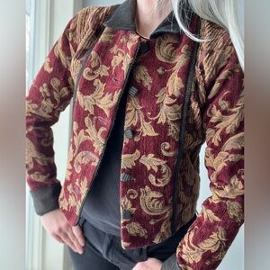 Mary Lynn O’Shea Women’s Woven Red and Gold Tapestry Jacket HandMade in Vermont